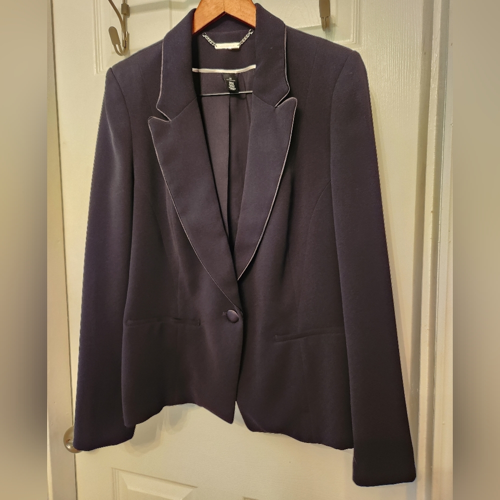 WHBM 1 Button Blazer w Satin Trim - size 14